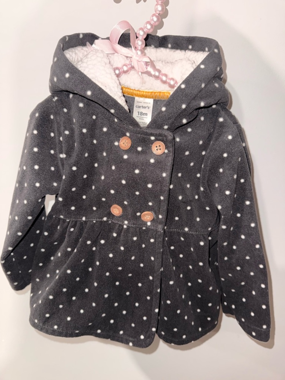 Carter's Gray Polka Dot Hooded Peacoat